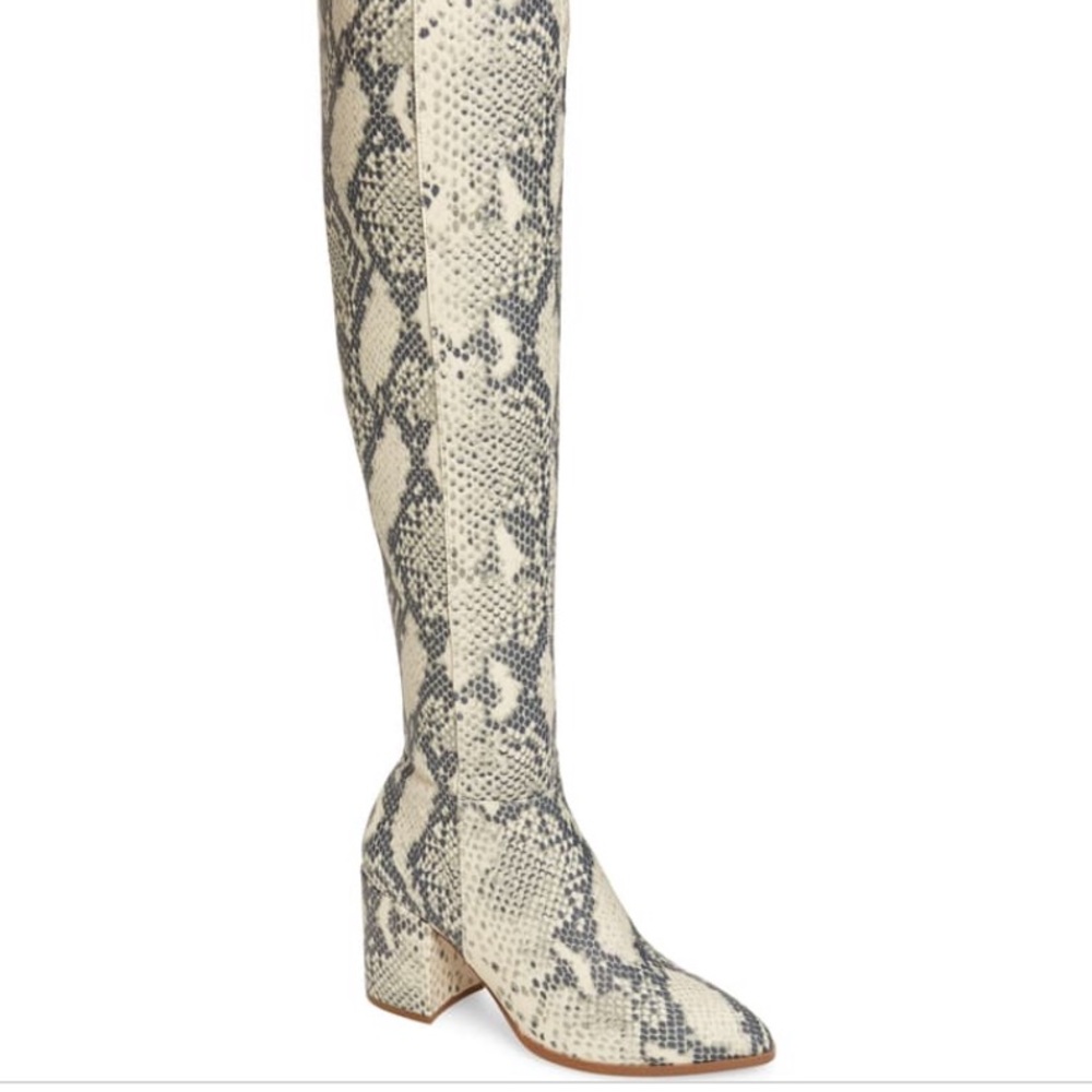 [steve madden] knee high snake skin boots